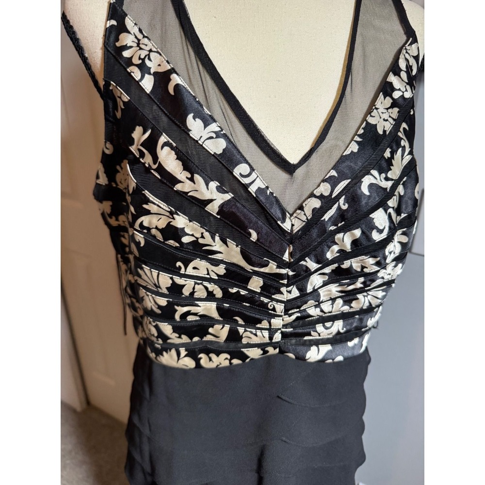 NEW Scarlett Nite Womens Black Gold Damask Tiered Party Cocktail Dress Size 16 - Picture 3 of 8